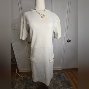 Zara Cream Midi Dress with Pocket Detail